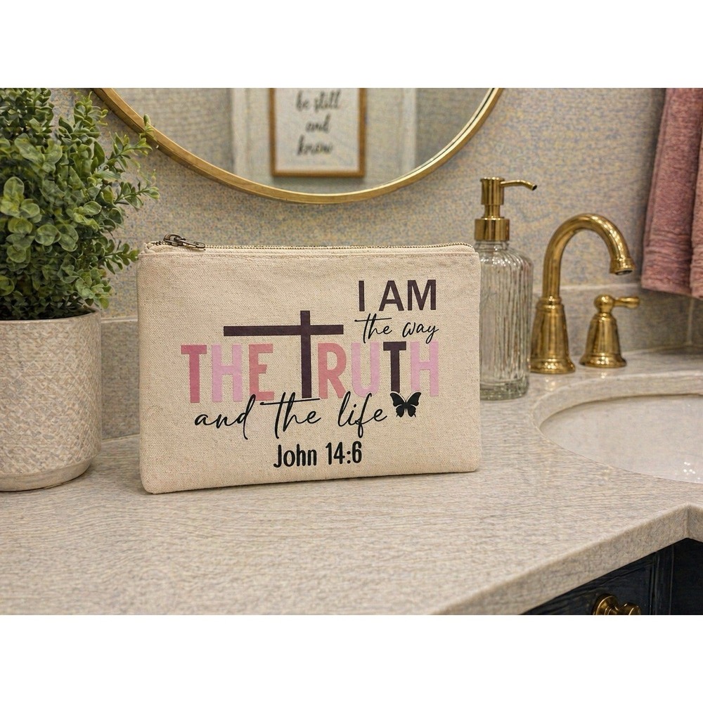 Christian Makeup Bag John 14:6 Bible Verse Cosmetic Pouch Faith Gift